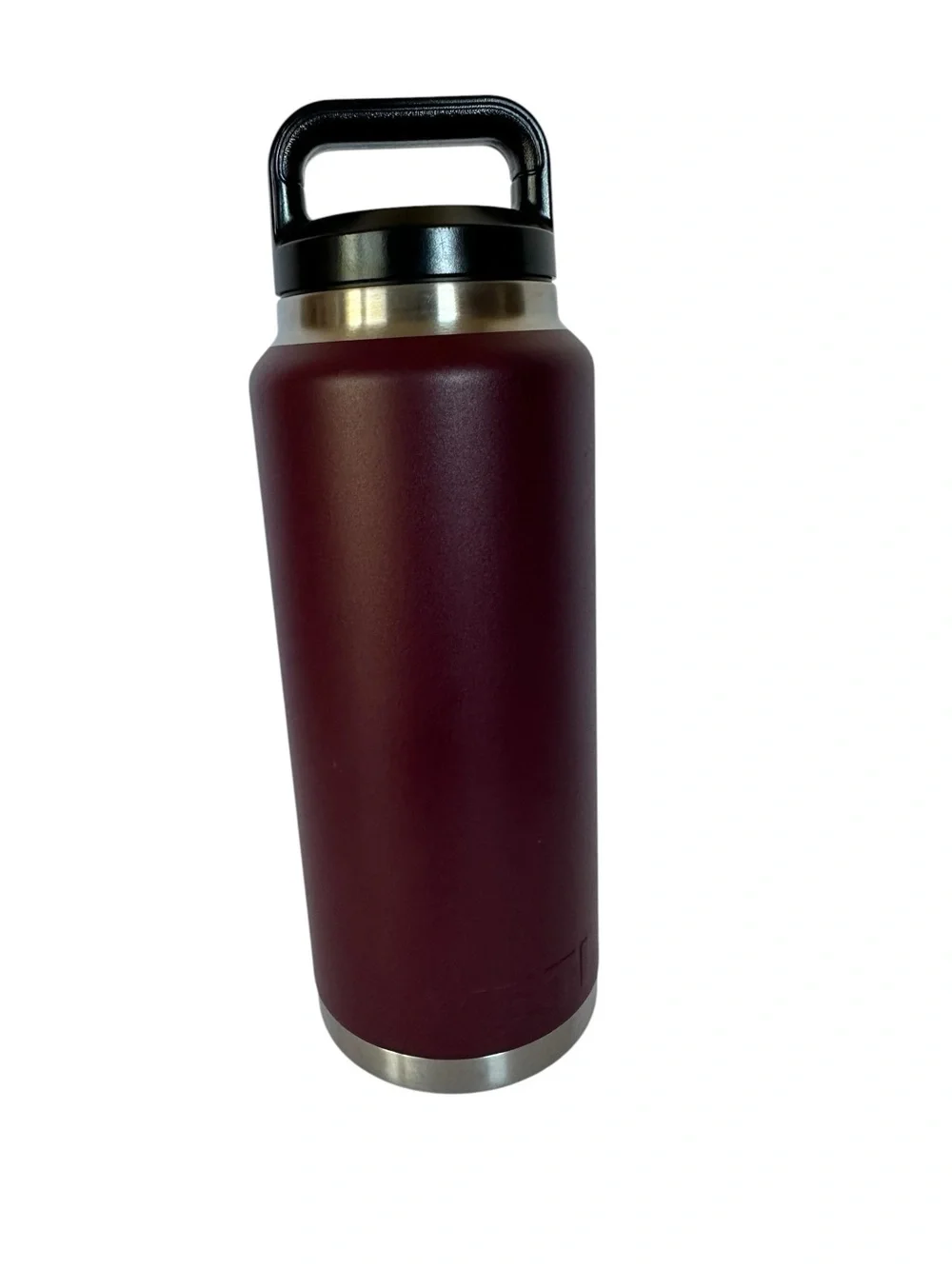 Yeti Rambler Bottle Chug Burgundy Bottle with Black Handle and Stainless Accents - Picture 3 of 7